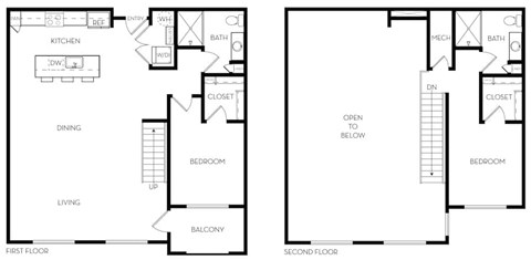Floor plan for 2 beds, 2 baths, 1384 sqft